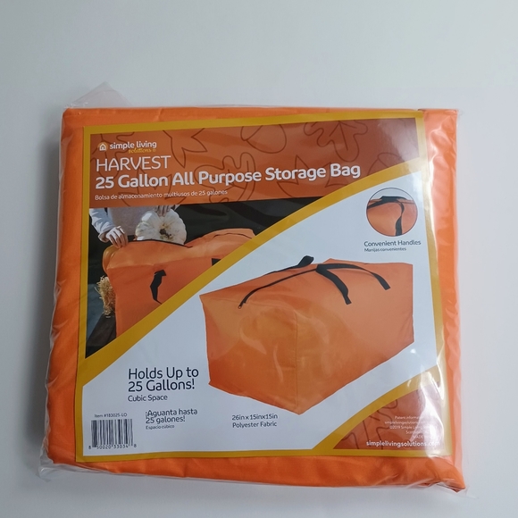 Harvest 25 Gallon All Purpose Storage Bag NEW Orange -Handles & Zipper - Picture 5 of 8